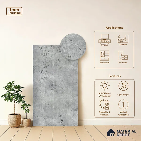 Wooden Look LM 19342 Greek Slate 2 8 ft x 4 ft Texture Finish Decorative Laminate - 1 mm | Suitable for TV Unit, Wardrobe, Kitchen Cabinets