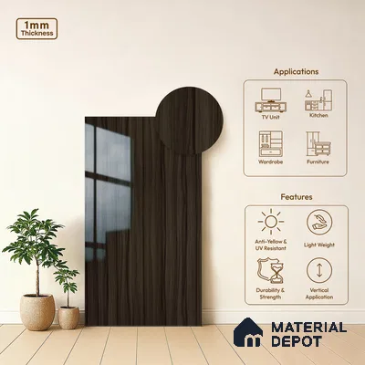 Wooden Look LM 19345 Marshal Mahogany 8 ft x 4 ft Glossy Finish Decorative Laminate - 1 mm | Suitable for TV Unit, Wardrobe, Kitchen Cabinets