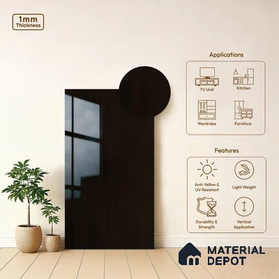 Wooden Look LM 19348 Brown Ipe 8 ft x 4 ft Glossy Finish Decorative Laminate - 1 mm | Suitable for TV Unit, Wardrobe, Kitchen Cabinets