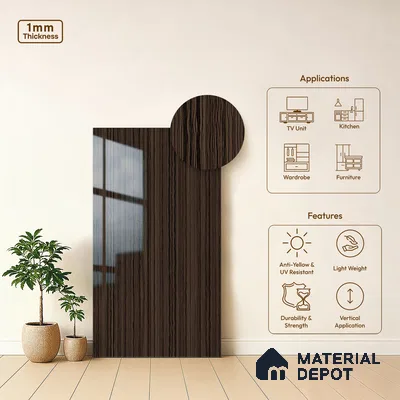 Wooden Look LM 19352 Camden Craftwood 8 ft x 4 ft Glossy Finish Decorative Laminate - 1 mm | Suitable for TV Unit, Wardrobe, Kitchen Cabinets