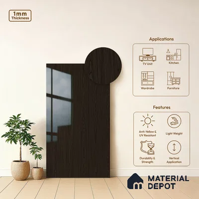 Wooden Look LM 19357 Mongolian Oak 8 ft x 4 ft Glossy Finish Decorative Laminate - 1 mm | Suitable for TV Unit, Wardrobe, Kitchen Cabinets