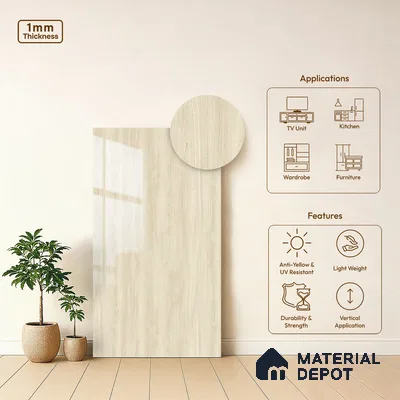Wooden Look LM 19360 Baraki Walnut 8 ft x 4 ft Glossy Finish Decorative Laminate - 1 mm | Suitable for TV Unit, Wardrobe, Kitchen Cabinets