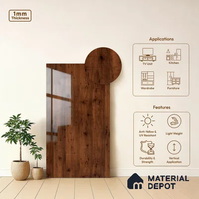 Wooden Look LM 19363 Tyrol Pine 8 ft x 4 ft Glossy Finish Decorative Laminate - 1 mm | Suitable for TV Unit, Wardrobe, Kitchen Cabinets