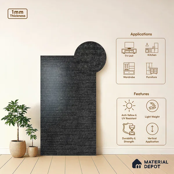 Stone Look LM 19368 Asphalt Concrete 8 ft x 4 ft Texture Finish Decorative Laminate - 1 mm | Suitable for TV Unit, Wardrobe, Kitchen Cabinets