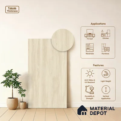 Wooden Look LM 19377 Baraki Walnut 8 ft x 4 ft Texture Finish Decorative Laminate - 1 mm | Suitable for TV Unit, Wardrobe, Kitchen Cabinets