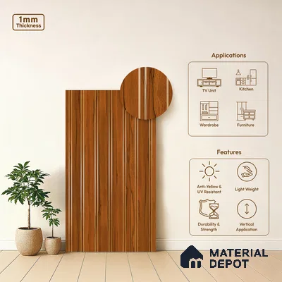 Wooden Look LM 19379 Apple Wood Usa 8 ft x 4 ft Texture Finish Decorative Laminate - 1 mm | Suitable for TV Unit, Wardrobe, Kitchen Cabinets