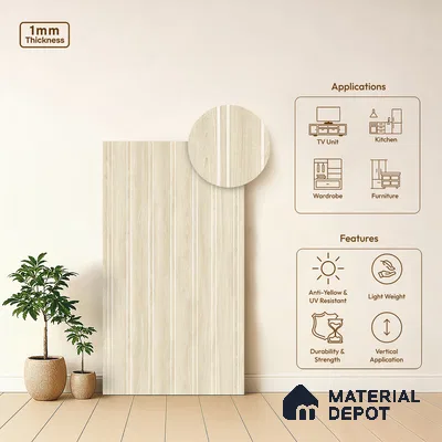 Wooden Look LM 19381 Baraki Walnut 8 ft x 4 ft Texture Finish Decorative Laminate - 1 mm | Suitable for TV Unit, Wardrobe, Kitchen Cabinets