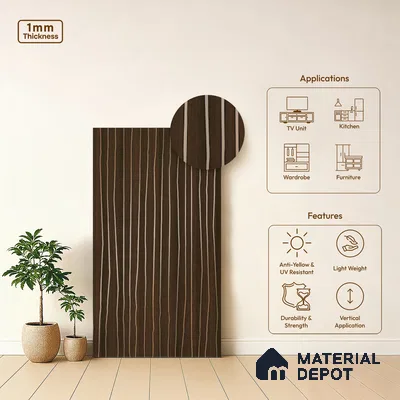 Wooden Look LM 19384 Wales Walnut 8 ft x 4 ft Texture Finish Decorative Laminate - 1 mm | Suitable for TV Unit, Wardrobe, Kitchen Cabinets
