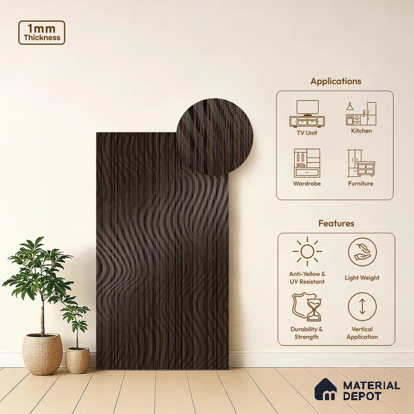 Patterned Look LM 19386 Camden Craftwood 8 ft x 4 ft Texture Finish Decorative Laminate - 1 mm | Suitable for Bedroom, TV Unit, Wardrobe