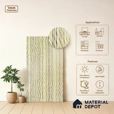 Patterned Look LM 19387 Calvi Craftwood 8 ft x 4 ft Texture Finish Decorative Laminate - 1 mm | Suitable for Bedroom, TV Unit, Wardrobe