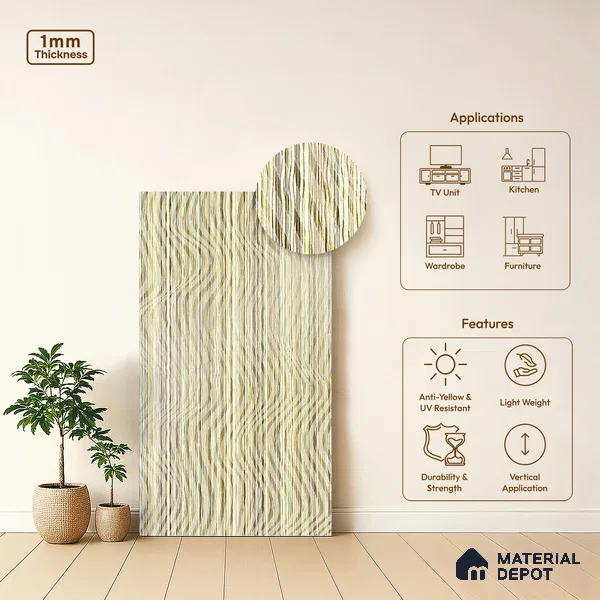 Patterned Look LM 19387 Calvi Craftwood 8 ft x 4 ft Texture Finish Decorative Laminate - 1 mm | Suitable for Bedroom, TV Unit, Wardrobe
