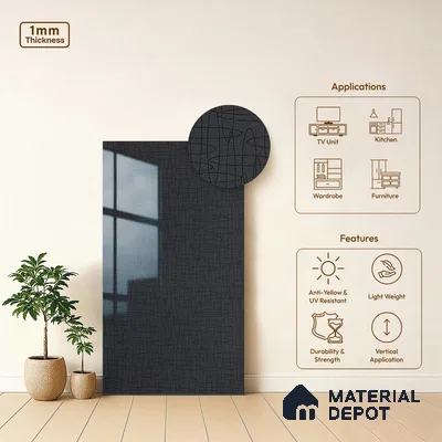 Patterned Look LM 19392 Alphaa Waves 8 ft x 4 ft Glossy Finish Decorative Laminate - 1 mm | Suitable for Bedroom, TV Unit, Wardrobe