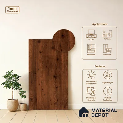 Wooden Look LM 19393 Tyrol Pine 8 ft x 4 ft Suede Finish Decorative Laminate - 1 mm | Suitable for TV Unit, Wardrobe, Kitchen Cabinets