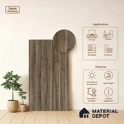 Wooden Look LM 19397 Walnut Lumber 8 ft x 4 ft Suede Finish Decorative Laminate - 1 mm | Suitable for TV Unit, Wardrobe, Kitchen Cabinets