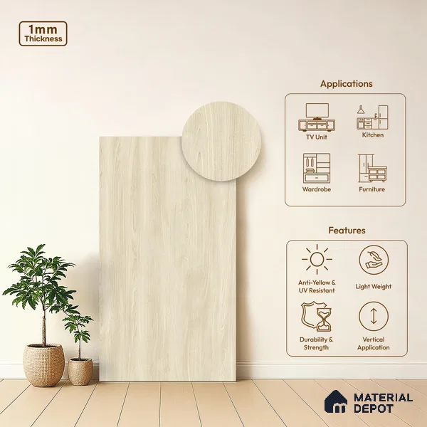 Wooden Look LM 19415 Baraki Walnut 8 ft x 4 ft Suede Finish Decorative Laminate - 1 mm | Suitable for TV Unit, Wardrobe, Kitchen Cabinets