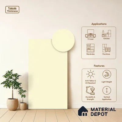 LM 19441 P Frosty White Solid Color Suede Finish 8 ft x 4 ft Decorative Laminate - 1 mm | Suitable for Living Room, Kitchen, Office