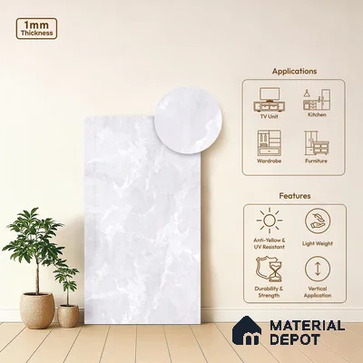 LM 19447 B Regal Rock Marble High Gloss Finish 8 ft x 4 ft Decorative Laminate - 1 mm | Suitable for TV Unit, Wardrobe, Kitchen Cabinets
