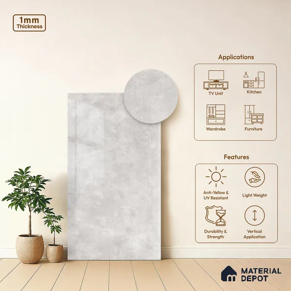 LM 19451 Bolviya Design Marble High Gloss Finish 8 ft x 4 ft Decorative Laminate - 1 mm | Suitable for TV Unit, Wardrobe, Kitchen Cabinets