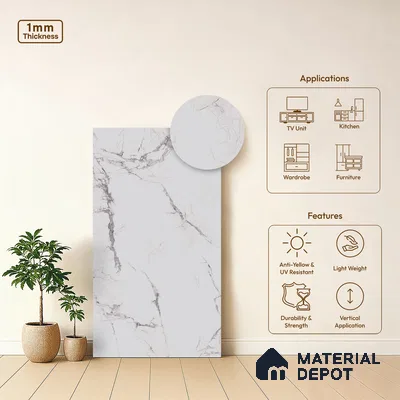 LM 19455 Tortilla Slate Royal Marble Texture Finish 8 ft x 4 ft Decorative Laminate - 1 mm | Suitable for TV Unit, Wardrobe, Kitchen Cabinets