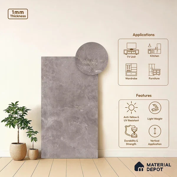 LM 19464 Prism Purity Seraphinite Texture Finish 8 ft x 4 ft Decorative Laminate - 1 mm | Suitable for TV Unit, Wardrobe, Kitchen Cabinets