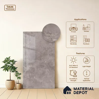 LM 19464 B Prism Purity Marble High Gloss Finish 8 ft x 4 ft Decorative Laminate - 1 mm | Suitable for TV Unit, Wardrobe, Kitchen Cabinets