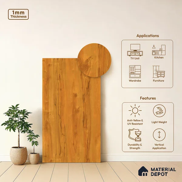 Wooden Look LM 19480 Exotic Walnut Super Matte Finish 8 ft x 4 ft Decorative Laminate - 1 mm | Suitable for TV Unit, Wardrobe, Kitchen Cabinets