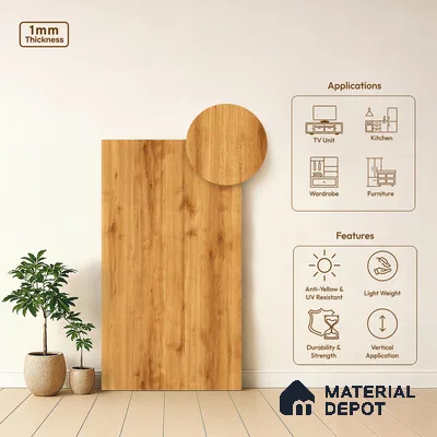 Wooden Look LM 19495 F Modern Oak Suede Finish 8 ft x 4 ft Decorative Laminate - 1 mm | Suitable for TV Unit, Wardrobe, Kitchen Cabinets