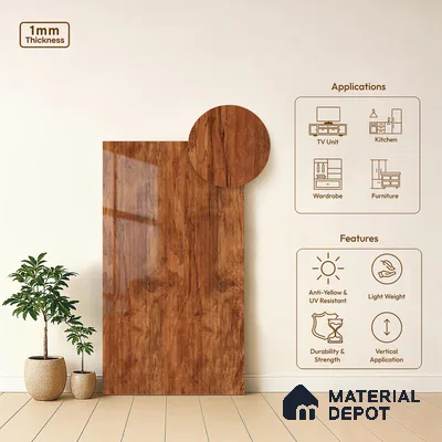 Wooden Fluted LM 19500 Novacento Pine 8 ft x 4 ft Glossy Finish Decorative Laminate - 1 mm | Suitable for TV Unit,Wardrobe, Kitchen Cabinets