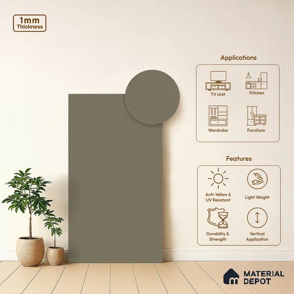 LM 21061 F Veloura Beige Solid Color Suede Finish 8 ft x 4 ft Decorative Laminate - 1 mm | Suitable for Living Room, Kitchen, Office