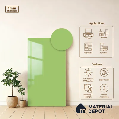 LM 21063 F Pistara Solid Color Glossy Finish 8 ft x 4 ft Decorative Laminate - 1 mm | Suitable for Living Room, Kitchen, Office