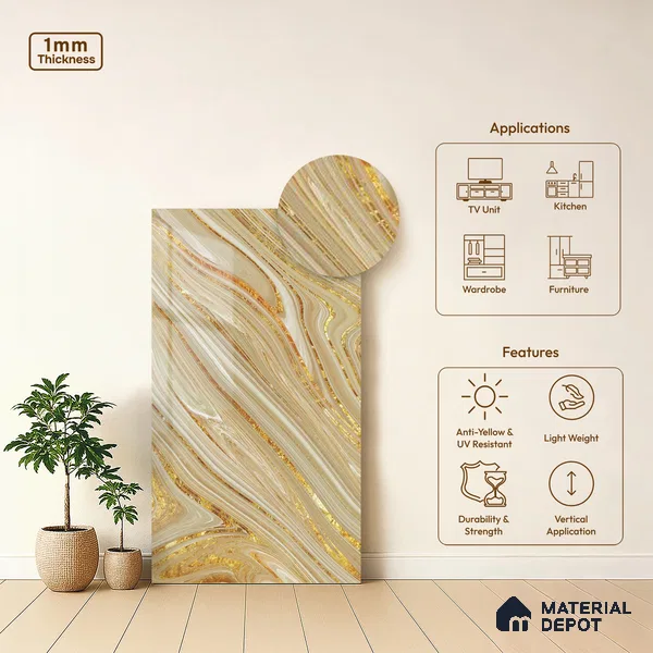 LM 21100 Nexion Digital High Gloss Finish 8 ft x 4 ft Decorative Laminate - 1 mm | Suitable for TV Unit, Wardrobe, Kitchen Cabinets
