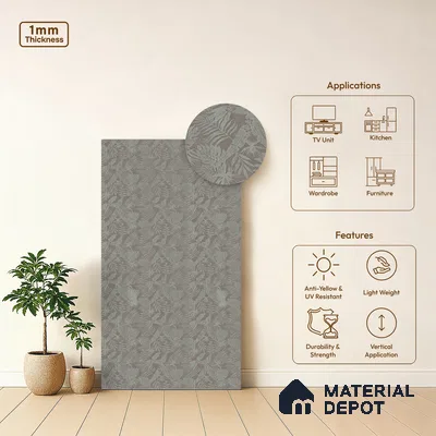 Patterned Look LM 21106 Satin Botanical Leaf Super Matte Finish 8 ft x 4 ft Decorative Laminate - 1 mm | Suitable for Bedroom, TV Unit, Wardrobe