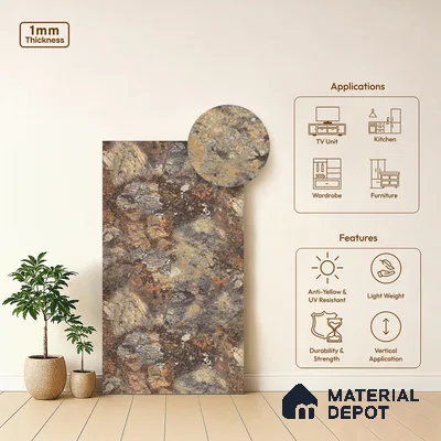 Marble Look LM 21112 Volcanic Burst Royal Marble Texture Finish 8 ft x 4 ft Decorative Laminate - 1 mm | Suitable for TV Unit, Wardrobe, Kitchen Cabinets