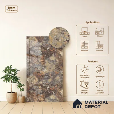 Marble Fluted Look LM 21112 E Volcanic Burst High Gloss Finish 8 ft x 4 ft Decorative Laminate - 1 mm | Suitable for TV Unit, Wardrobe, Kitchen Cabinets