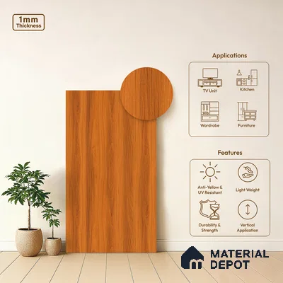 Wooden Look LM 21119 H Classic Timber Dripped Wood Texture Finish 8 ft x 4 ft Decorative Laminate - 1 mm | Suitable for TV Unit, Wardrobe, Kitchen Cabinets