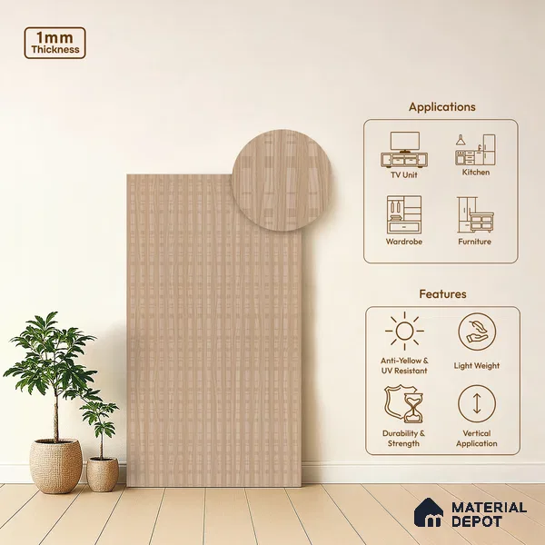Patterened Look LM 21127 Pavona Mist Cube Texture Finish 8 ft x 4 ft Decorative Laminate - 1 mm | Suitable for Bedroom, TV Unit, Wardrobe