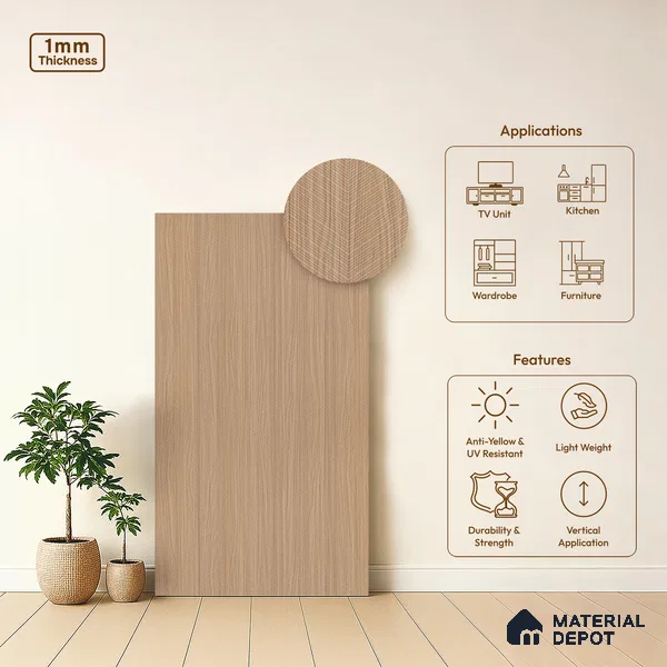 Wooden Look LM 21127 E Pavona Mist Zig Wave Texture Finish 8 ft x 4 ft Decorative Laminate - 1 mm | Suitable for TV Unit, Wardrobe, Kitchen Cabinets
