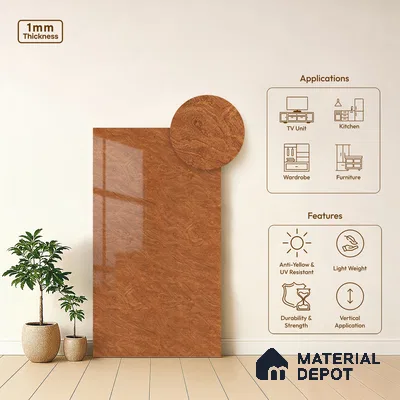 Wooden Look LM 21128 C Autumn Ridge Wooden High Gloss Finish 8 ft x 4 ft Decorative Laminate - 1 mm | Suitable for TV Unit, Wardrobe, Kitchen Cabinets