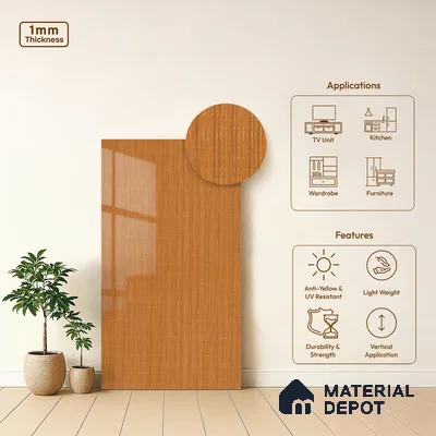 Wooden Look LM 21132 B Granello Oak Wooden High Gloss Finish 8 ft x 4 ft Decorative Laminate - 1 mm | Suitable for TV Unit, Wardrobe, Kitchen Cabinets