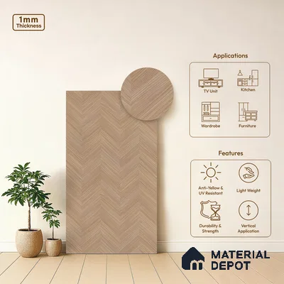 Wooden Look LM 21134 Nordic Ash Regal Walnut Texture Finish 8 ft x 4 ft Decorative Laminate - 1 mm | Suitable for TV Unit, Wardrobe, Kitchen Cabinets