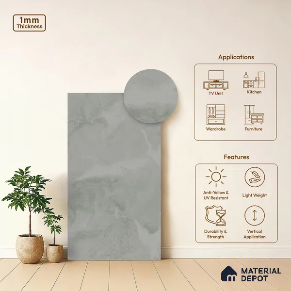 Stone Look LM 01168 Stone Finish 8 ft x 4 ft Decorative Laminate - 1 mm | Suitable for TV Unit, Wardrobe, Kitchen Cabinets