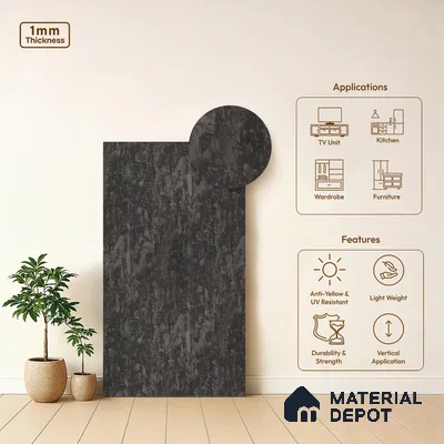 Marble Look LM 01779 Dark Purple Marble 8 ft x 4 ft Sea Rocks Finish Decorative Laminate - 1 mm | Suitable for TV Unit, Wardrobe, Kitchen Cabinets