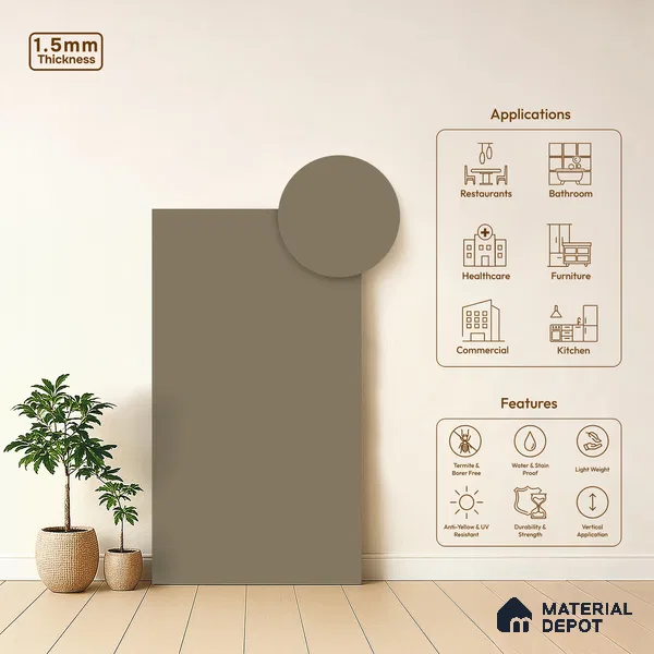 TR 1134 8 ft x 4 ft Zero Matte Finish Acrylic Laminate - 1.5 mm | Suitable for Living Room, Kitchen, Office