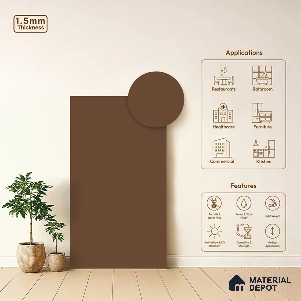 TR 1143 8 ft x 4 ft Zero Matte Finish Acrylic Laminate - 1.5 mm | Suitable for Living Room, Kitchen, Office