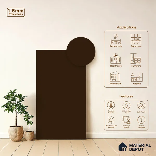 TR 1140 8 ft x 4 ft Zero Matte Finish Acrylic Laminate - 1.5 mm | Suitable for Living Room, Kitchen, Office