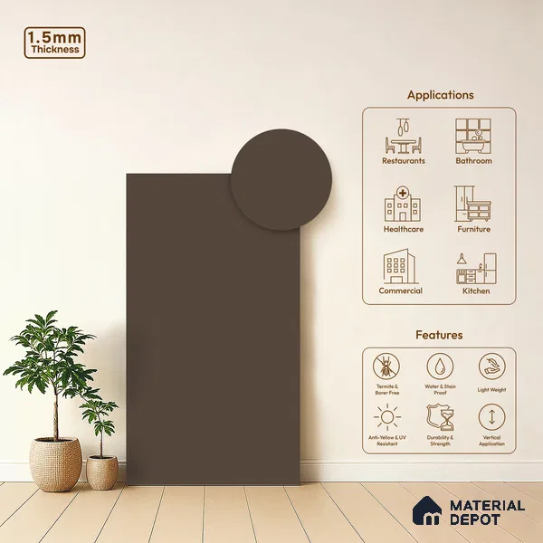 TR 1135 8 ft x 4 ft Zero Matte Finish Acrylic Laminate - 1.5 mm | Suitable for Living Room, Kitchen, Office