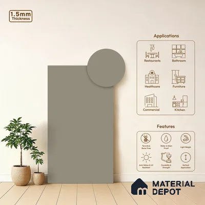 TR 1136 8 ft x 4 ft Zero Matte Finish Acrylic Laminate - 1.5 mm | Suitable for Living Room, Kitchen, Office