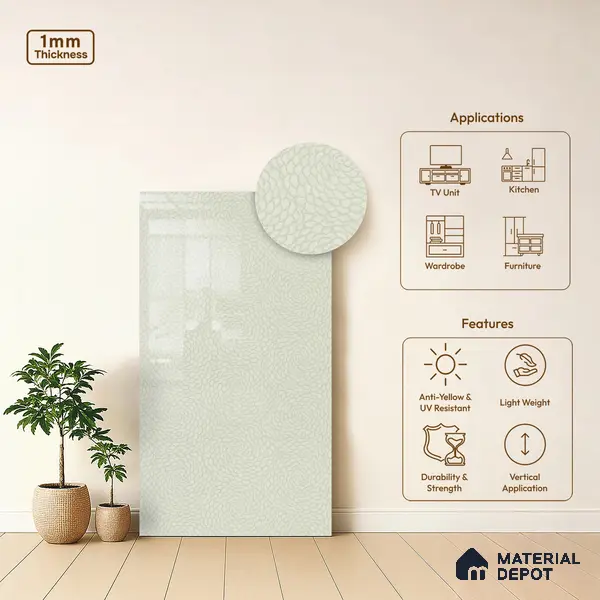 Patterned Look LM 18763 Tuscany Beige 8 ft x 4 ft Texture Finish Decorative Laminate - 1 mm | Suitable for Bedroom, TV Unit, Wardrobe