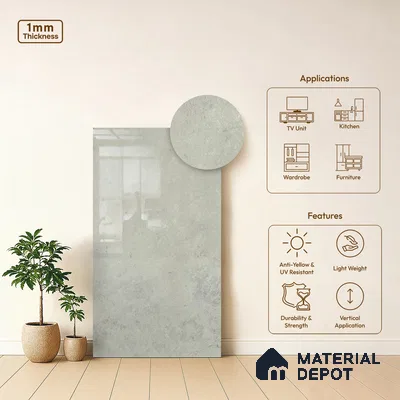 LM 18765 Flared Carrara 8 ft x 4 ft Texture Finish Decorative Laminate - 1 mm | Suitable for TV Unit, Wardrobe, Kitchen Cabinets