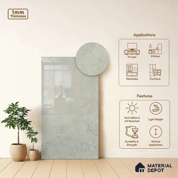 LM 18765 Flared Carrara 8 ft x 4 ft Texture Finish Decorative Laminate - 1 mm | Suitable for TV Unit, Wardrobe, Kitchen Cabinets